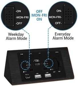 Kogonee Wooden Digital Alarm Clock, 0-100% Dimmer, 2 Alarm Settings, - Image 4