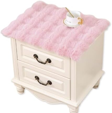 Nightstand Dust Cover Bedside Table Mat lint-Pink by YASSINHE