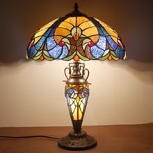 WERFACTORY Tiffany Lamp Yellow Stained Glass Liaison Mather-Daughter Vase Table - Image 5