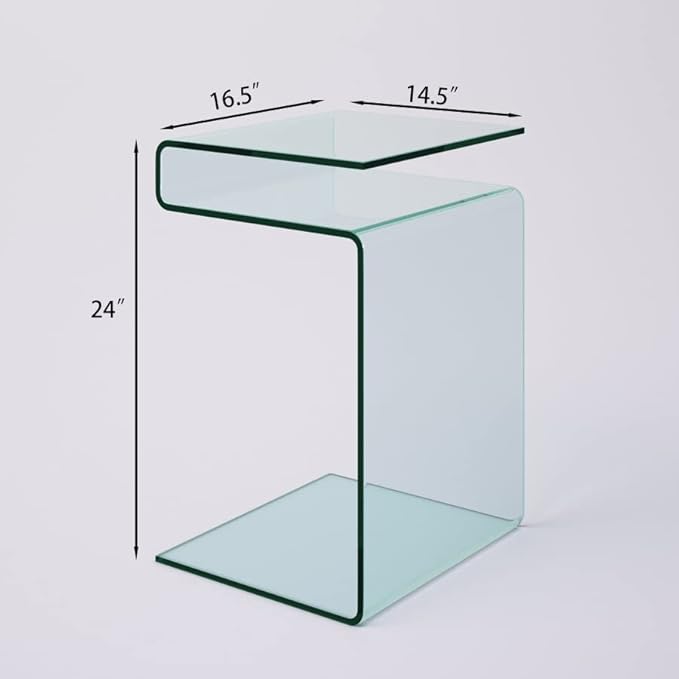 Glass Nightstand, Side Table, S-Shaped End Table - Image 2