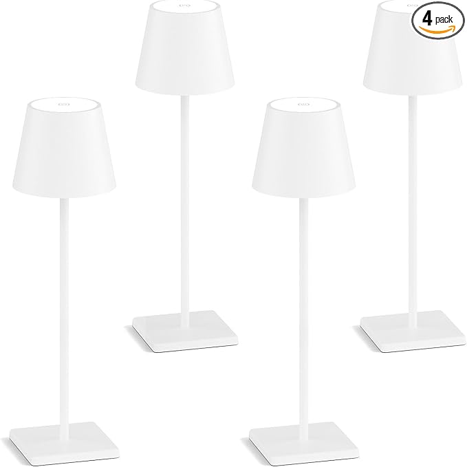 4-Pack Rechargeable Table Lamps, LED Cordless Table Lamp, 3W 6000mAh Battery by Aoceley