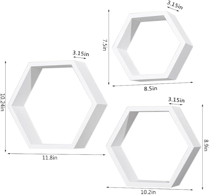 AHDECOR Hexagon Floating Shelves, Office | Hexagonal Wall Organizer Hanging - Image 3