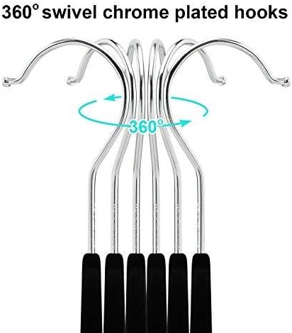 OIKA Black Velvet Hangers with Clips–16.7-Inch Space-Saving Pants Hangers - Image 6