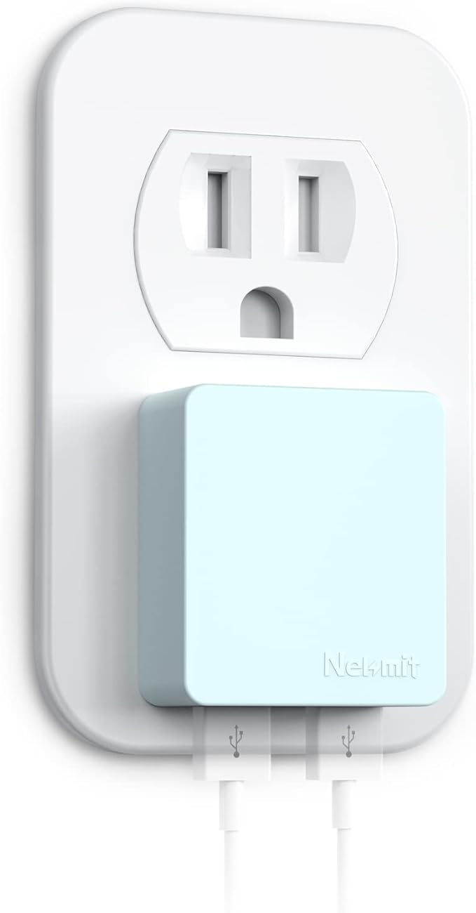 Nekmit Flat USB Wall Charger, Dual Port Slim USB Wall Charger by Nekmit