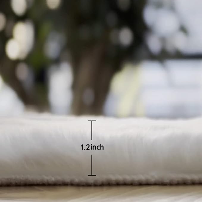 White Faux Bunny Fuzzy Fur Rugs - Image 2
