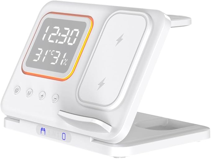 IHAO 5in1 Multi Functional Wireless Charging Station Digital Clock 15W Fast - Image 2