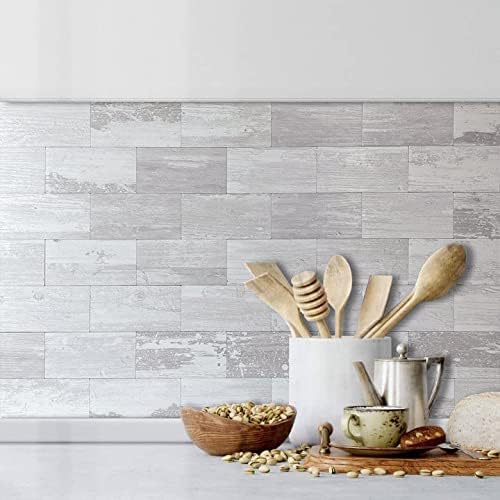 AULIGET Peel and Stick Backsplash PVC Tile, 3 Inch x 6 Inch White Birch Stick - Image 4