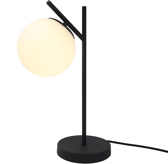 Mid Century Modern Table Lamp Contemporary White Glass Globe Table Lamp Vintage - Image 2