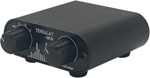 3.5mm Audio Switch with line Volume Controller, 3 in 1 Out 1/8" aux switcher by TENEALAY