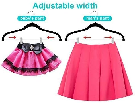 OIKA Black Velvet Hangers with Clips–16.7-Inch Space-Saving Pants Hangers - Image 4