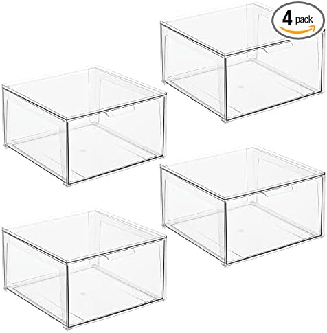mDesign Plastic Stackable Closet Storage Organizer Bin Containers by mDesign