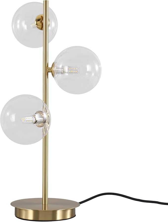 Glass Table lamp Gold, 3-Globe Table lamp Tall, Reading Lamp by Magiroz