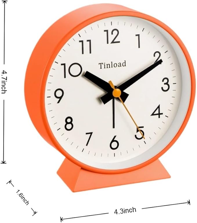 4.5" Battery Operated Antique Retro Analog Alarm Clock, Small Silent Bedside - Image 4