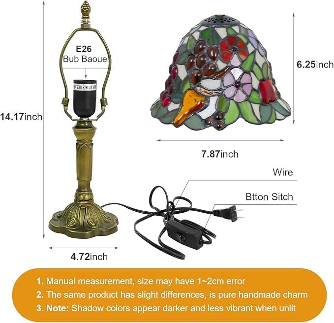 Mini Tiffany Table Lamp Nightstand Lamps Handmade Stained Glass Bedside Lamp - Image 4