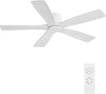 WINGBO 54" Flush Mount DC Ceiling Fans Without Lights, 5 Carved Solid Wood by HomePage