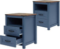 Blue Rustic Night Stand Set of 2, Farmhouse End Table, Modern Bedside Table by Puntogen