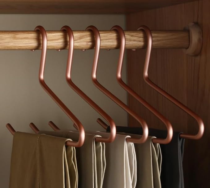 Premium Matte Gold Aluminum Pants Hanger 10 Pack, 13.7” Extra Smooth & Durable by WONQEXZ
