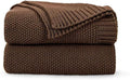 CozeCube Brown Throw Blanket for Couch, Soft Cozy Cable Knit Throw for Bed Sofa by CozeCube