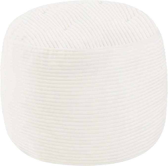 MeMoreCool Round Pouf Ottoman – Beige Corduroy Footrest by MeMoreCool