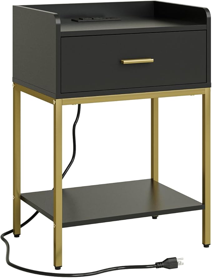 Masupu Nightstand with Charging Station, 3-Tier Modern Bedside Night Stand with - Image 8