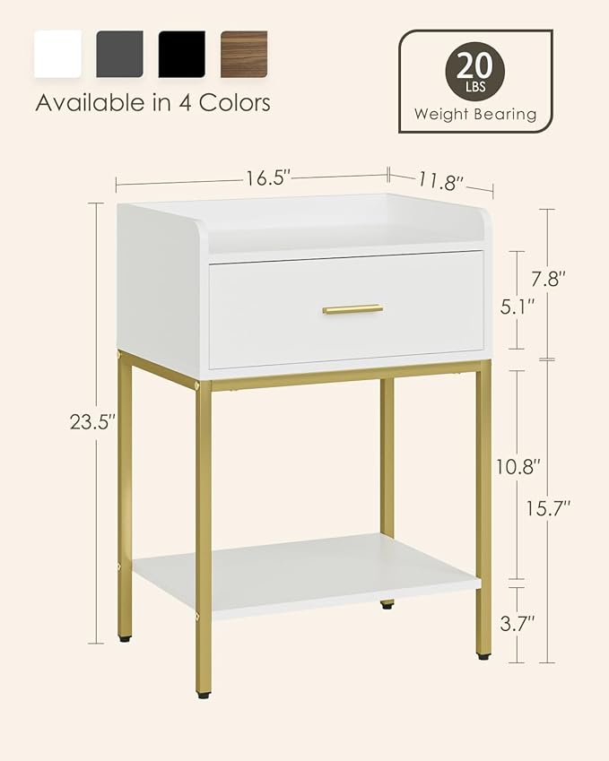 Masupu Nightstand, 3-Tier Modern Bedside Night Stand - Image 2