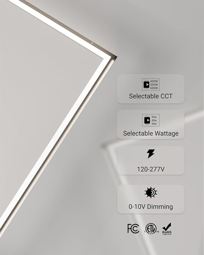 Sunco 2x4 Edge-Lit Frame LED Panel Lights, Drop Ceiling Flat Light Fixture - Image 6