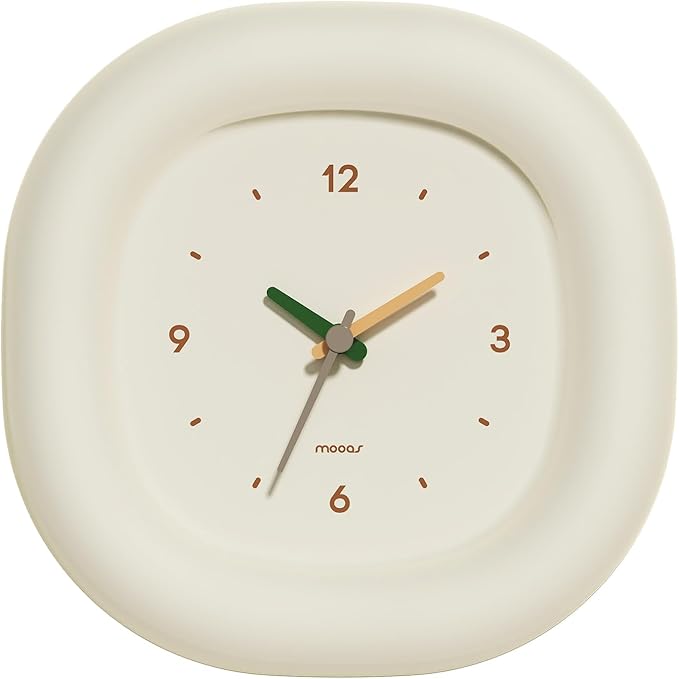 mooas Cute Mini Analog Marshmallow Clock 6.9 Inch Aesthetic Small Silent by mooas