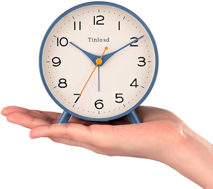 4.5" Antique Retro Analog Alarm Clock, Small Silent Bedside Desk Clock - Image 2