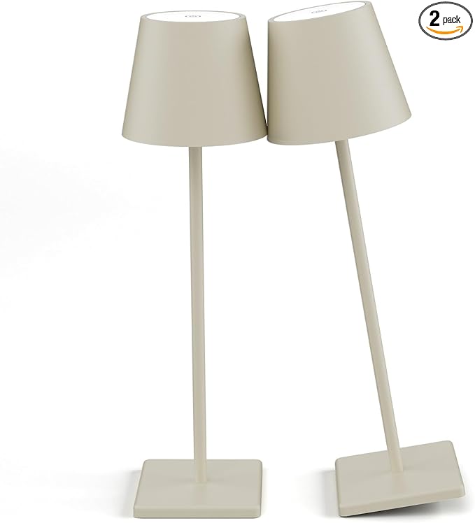 2-Pack LED Cordless Table Lamp, Rechargeable Battery Desk lamp 3W 5500mAh by Aoceley