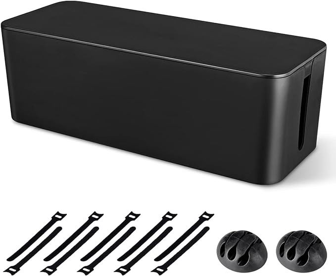 Cable Management Box, Large Cord Organizer Box to Hide Power Strip & Under Desk by Chouky