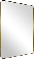 ANDY STAR Gold Bathroom Mirror for Wall, 20x28” Brushed Brass Metal Rounded by ANDYSTAR