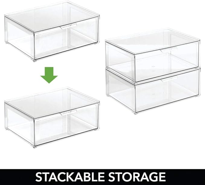 mDesign Plastic Stackable Closet Storage Organizer Bin Containers - Image 3