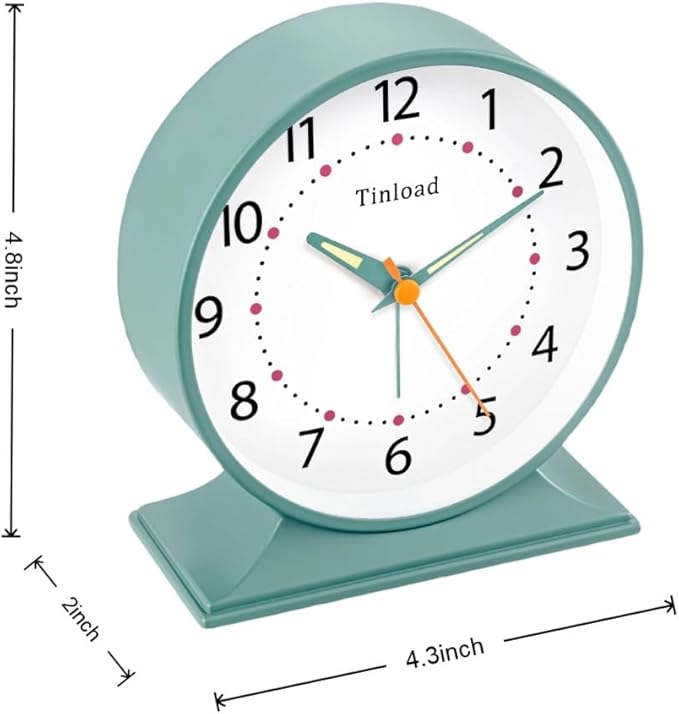 4.5" Antique Retro Analog Alarm Clock, Small Silent Bedside Desk Clock - Image 7
