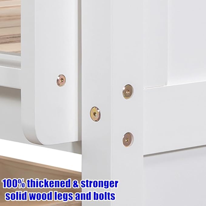 TSAMPA Latest Upgraded & Stronger Heavy Duty Solid Wood Full Over Full Bunk Bed - Image 5