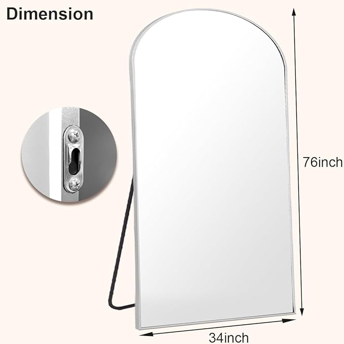 HARRITPURE 76"x34" Silver Full Length Mirror Arch Floor Mirrors - Image 5