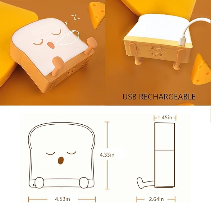 QANYI Cool Toast Bread Night Lamp, Desk Lamp Gifts - Image 6