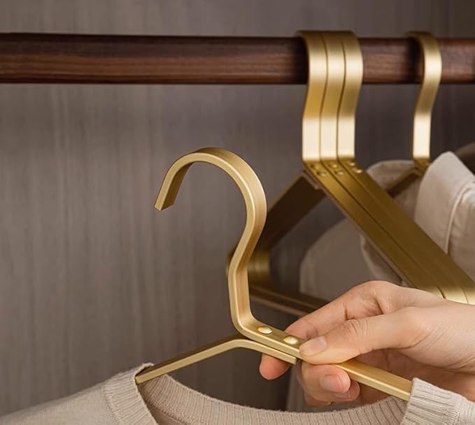 Premium Matte Golden Aluminum Coat Hangers 6 Piece Set, 17.7” Extra Smooth & - Image 5