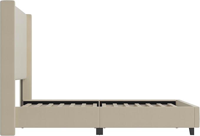 EMMA + OLIVER Nora King Size Faux Linen Upholstered Platform Bed - Image 8