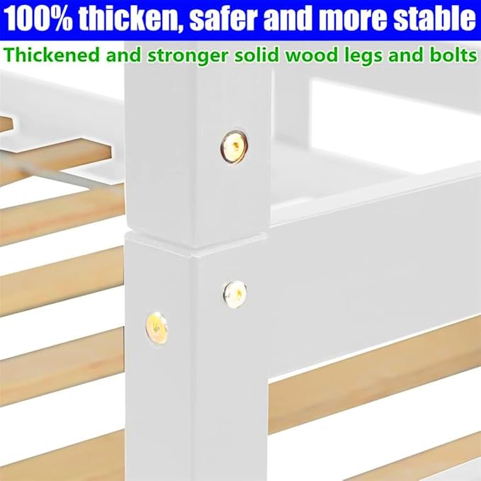 TSAMPA Latest Upgraded & Stronger Heavy Duty Solid Wood Full Over Full Bunk Bed - Image 4