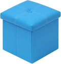 B FSOBEIIALEO Folding Storage Ottoman Cube, Faux Leather Footrest Seat Coffee by BFSOBEIIALEO