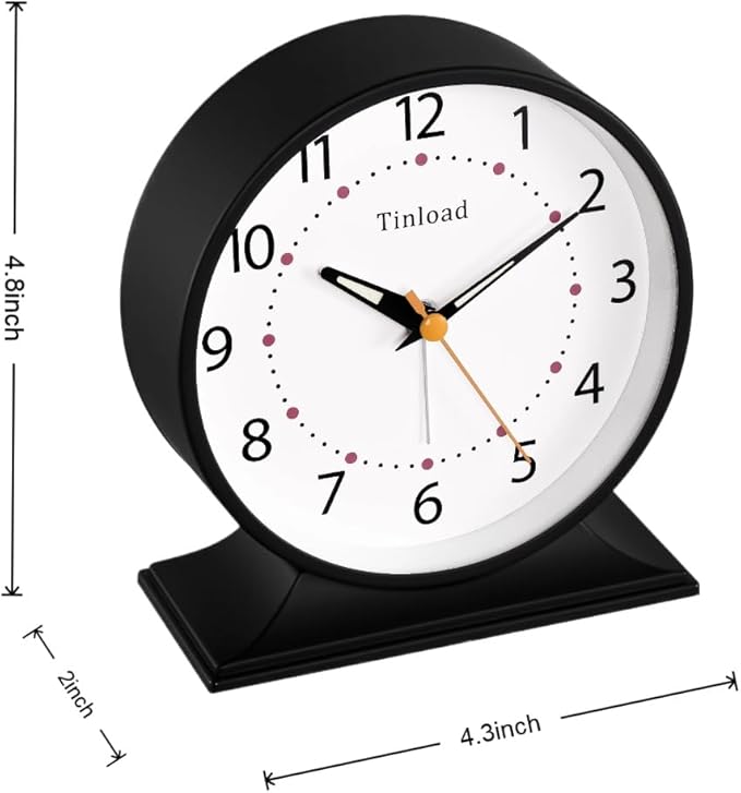 4.5" Antique Retro Analog Alarm Clock, Small Silent Bedside Desk Clock - Image 6