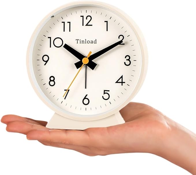 4.5" Battery Operated Antique Retro Analog Alarm Clock, Small Silent Bedside - Image 2