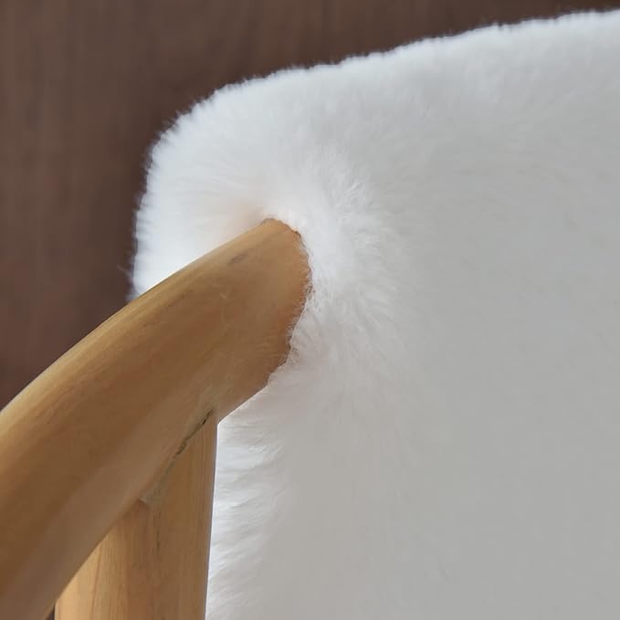 White Faux Rabbit Fluffy Fur Area Rugs - Image 4