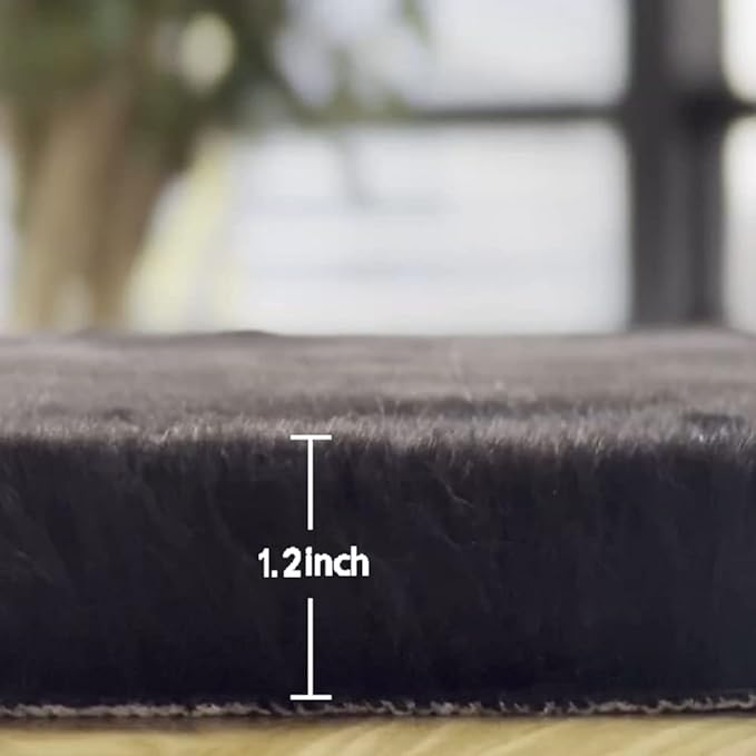 Black Round Rugs 8ft Machine Washable Rabbit Fur Area Rug Large Circle Rugs - Image 2
