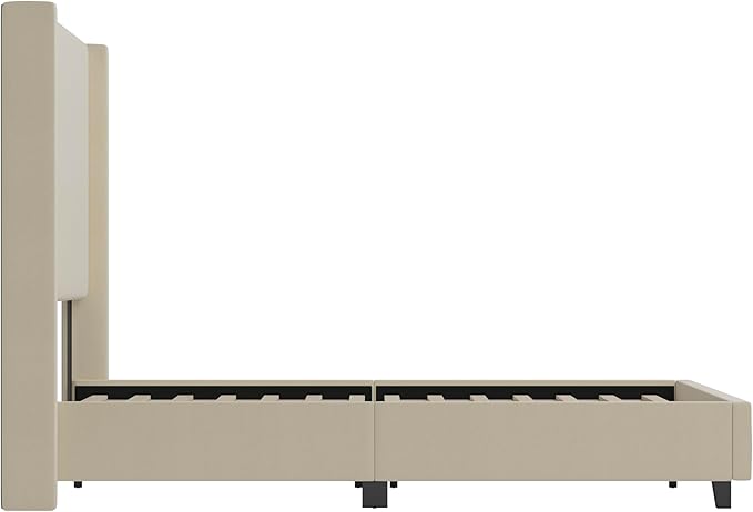 EMMA + OLIVER Nora Queen Size Faux Linen Upholstered Platform Bed - Image 8