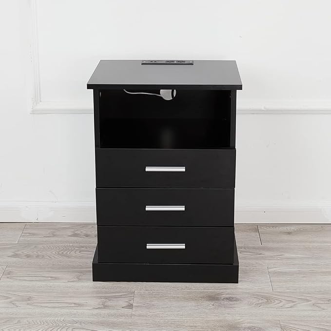 Halitaa Black LED Nightstand - Image 10