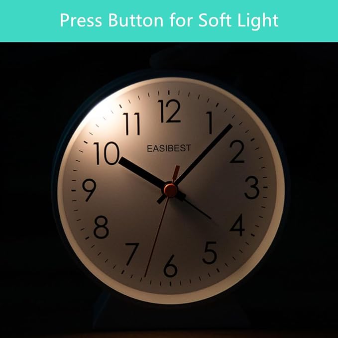 No Ticking Silent Alarm Clock, Ascending Sound, 1 AA Battery Operated, Snooze - Image 4