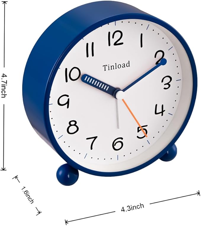 4.5" Antique Retro Analog Alarm Clock, Small Silent Battery Operated Clock - Image 4