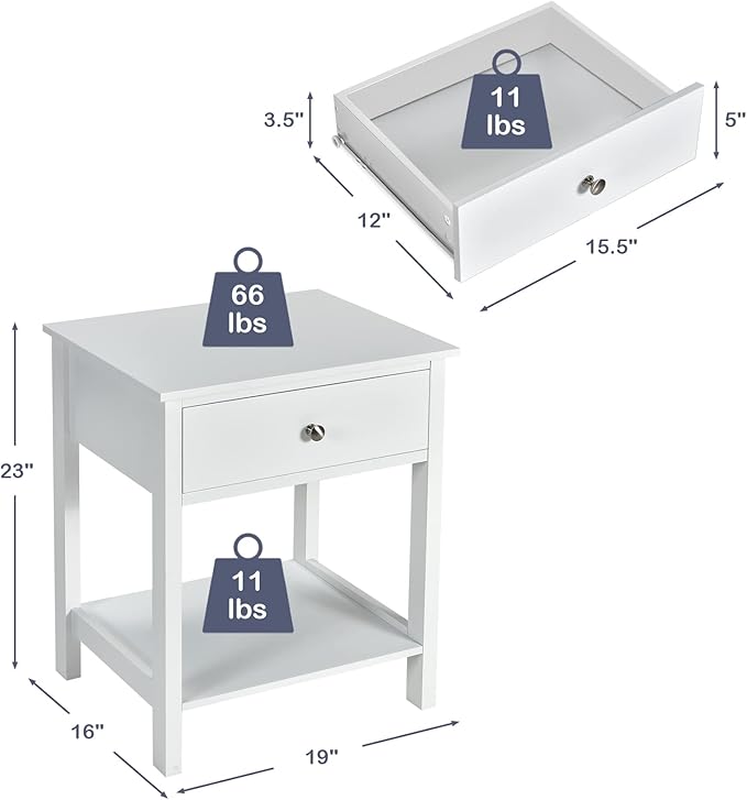 Giantex Nightstand, Wood End Table - Image 3