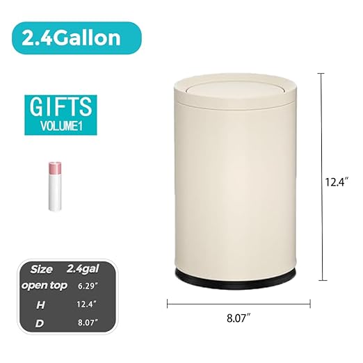 2.3 Gallon/9L White Round Trash Can - Image 7
